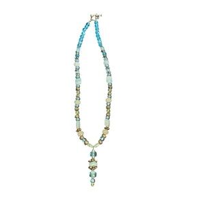 Chic Turquoise and Gold Beaded Necklace